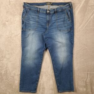 Torrid Jeans Women's Size 22T Feel The Fit Blue Patch Pocket  Ankle Crop